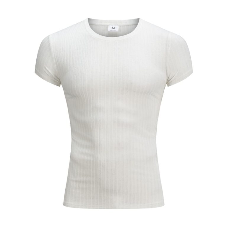 Fashion Knitted T shirt Men Sports Short Sleeve Tee shirt Slim Fit T Shirt Summer Gym 6