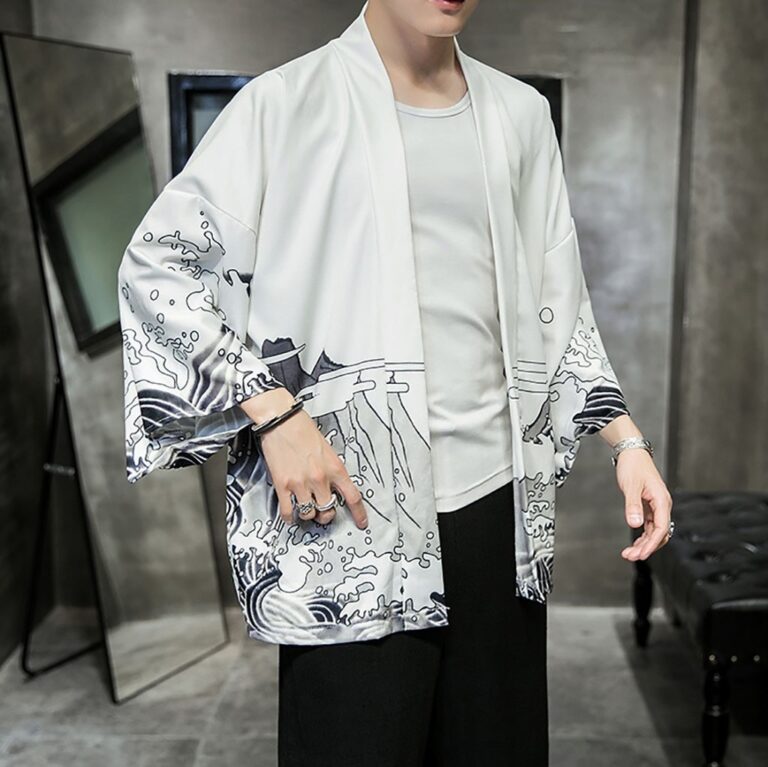 Fashion Men s Kimono Cardigan Oversize Shirts Popular Dragon Pattern Printed Shirt Yukata Top Anime Costume 2