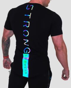 Gym T shirt Men Short sleeve Cotton T shirt Casual reflective Slim t shirt Fitness Bodybuilding