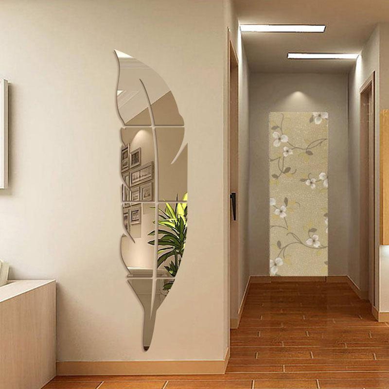 Feather Plume 3D Mirror Wall Sticker - Image 4
