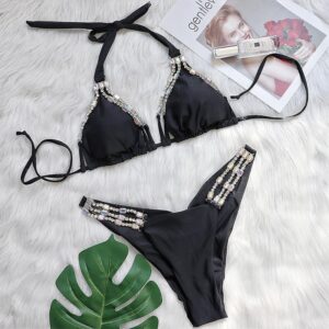 In X solid sexy bikinis triangle swimsuit women diamond halter bathing suit conjunto biquinis feminino trajes 5