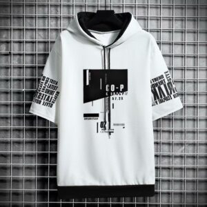 Japan Style Men s Hoodies Fashion Streetwear Short Sleeve Hooded Sweatshirts Men Casual Harajuku Prints Men 7