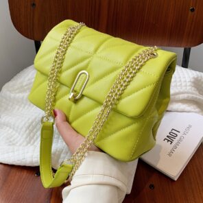 Kiwi Green 2022 Fashion Shoulder Bag Women Leather Pu Quilted Bag Female Luxury Handbags Women Bags