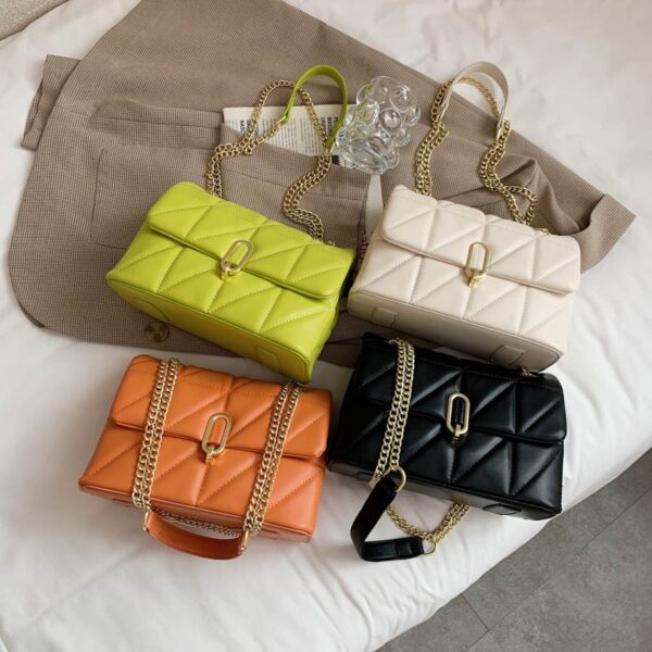 Kiwi Green 2022 Fashion Shoulder Bag Women Leather Pu Quilted Bag Female Luxury Handbags Women Bags 4