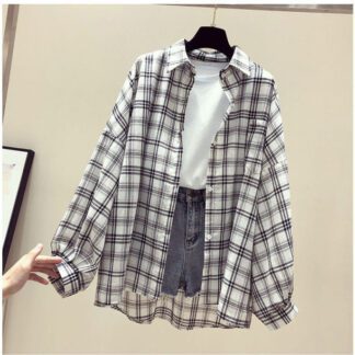 Korean Style Plaid Classic Loose Shirts Blouse Women Daily All match Cute Student Women Clothing Fashion 5.jpg 640x640 5