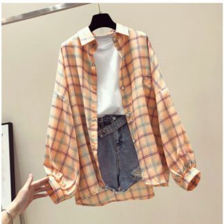 Korean Style Plaid Classic Loose Shirts Blouse Women Daily All match Cute Student Women Clothing Fashion.jpg 640x640