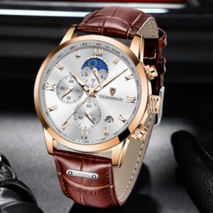 LIGE Business Mens Watches Brand Luxury Leather Waterproof Sport Quartz Chronograph Military Watch Men Clock Relogio 2