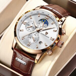 LIGE Business Mens Watches Brand Luxury Leather Waterproof Sport Quartz Chronograph Military Watch Men Clock Relogio