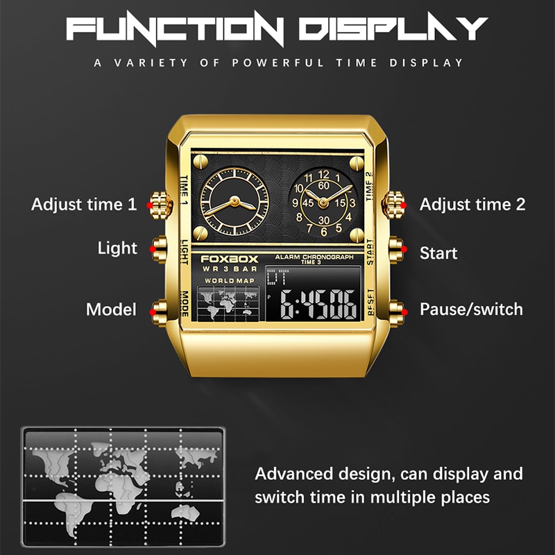 LIGE FOXBOX Watches For Men Luxury Brand Sport Quartz Wristwatch Waterproof Military Digital Clock Men Watch 3