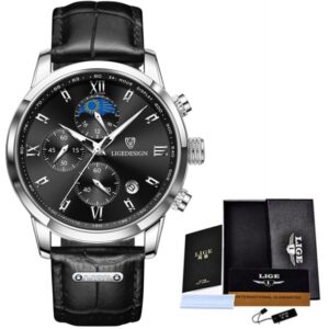 LIGE Mens Watches Top Luxury Brand Waterproof Sport Wrist Watch Chronograph Quartz Military Genuine Leather Relogio 3.jpg 640x640 3