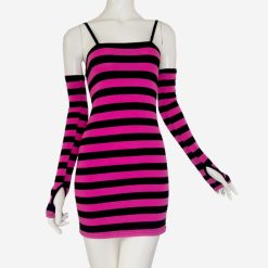 Lady Strapless Stretch Backless Slim Y2k Dresses Black Blue Girl Sexy Striped Mini Dress Summer Outsleeves 1.jpg 640x640 1