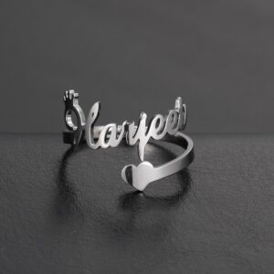 Lemegeton Custom Family Name Ring For Women Personalized Multiple Rings Stainless Steel Jewelry Customized Couple Mom 3