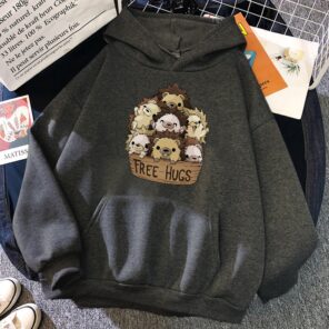 Little Hedgehog Free Hugs Sweatshirts Cartoon Print Pullovers Mens Fashion Hip Hop Tracksuit Men s Fleece 1