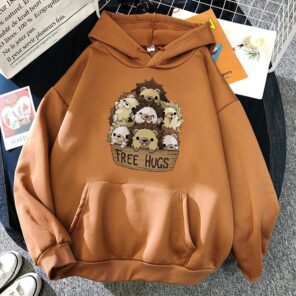 Little Hedgehog Free Hugs Sweatshirts Cartoon Print Pullovers Mens Fashion Hip Hop Tracksuit Men s Fleece