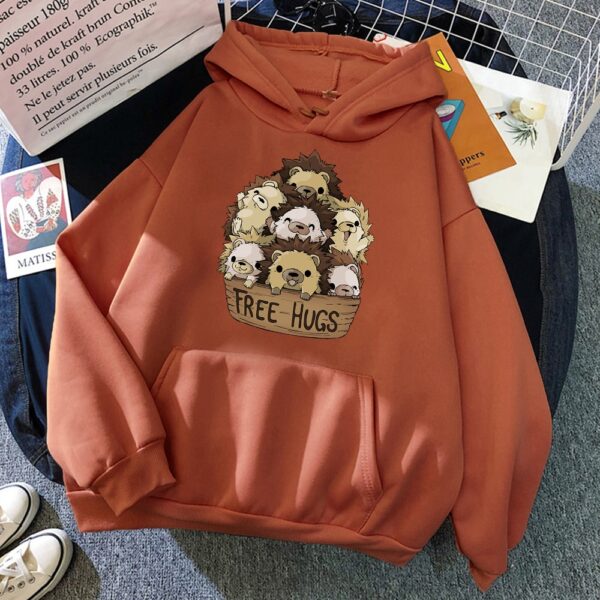 Little Hedgehog Free Hugs Sweatshirts Cartoon Print Pullovers Mens Fashion Hip Hop Tracksuit Men s Fleece 3