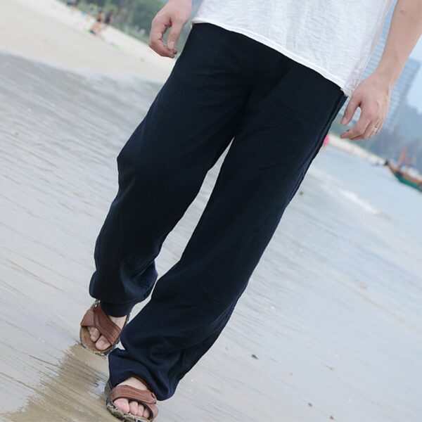 Loose Wide Pants Linen Straight Thin Summer Casual Pants Trousers for Men Streetwear Japanese Male Beach 6