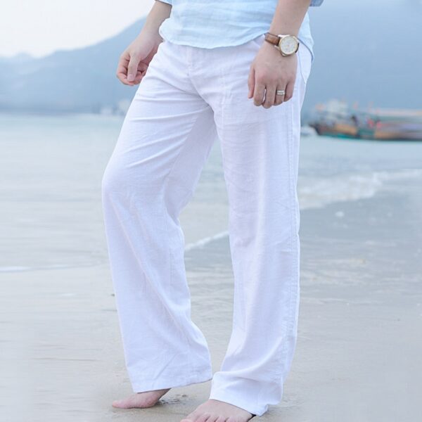 Loose Wide Pants Linen Straight Thin Summer Casual Pants Trousers for Men Streetwear Japanese Male Beach