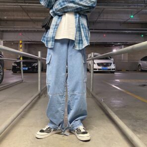 Men Jeans Wide Leg Denim Cargo jean pants Loose Straight Baggy Men s Jeans hip hop 2.jpg 640x640 2
