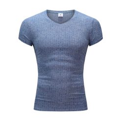 Men V Neck Short Sleeve T Shirt Fitness Slim Fit Sports Strips T shirt Male Solid 1.jpg 640x640 1