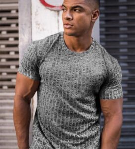 Men V Neck Short Sleeve T Shirt Fitness Slim Fit Sports Strips T shirt Male Solid 8.jpg 640x640 8