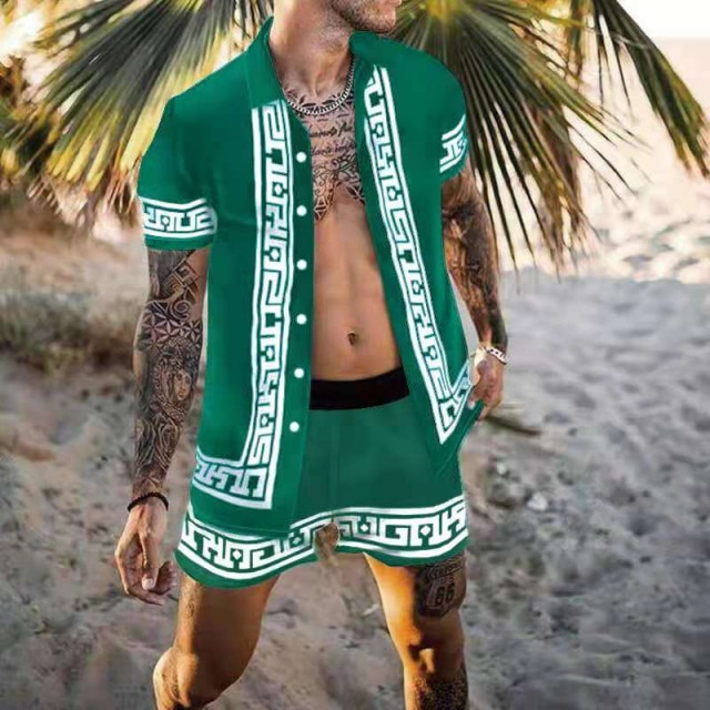 Men s Sets Short Sleeve Hawaiian Shirt And Shorts Summer Printing Casual Shirt Beach Two Piece 11.jpg 640x640 11