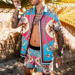 Men s Sets Short Sleeve Hawaiian Shirt And Shorts Summer Printing Casual Shirt Beach Two Piece 13.jpg 640x640 13