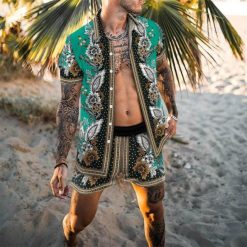 Men s Sets Short Sleeve Hawaiian Shirt And Shorts Summer Printing Casual Shirt Beach Two Piece 14.jpg 640x640 14