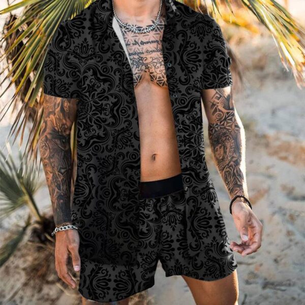 Men s Sets Short Sleeve Hawaiian Shirt And Shorts Summer Printing Casual Shirt Beach Two Piece 2