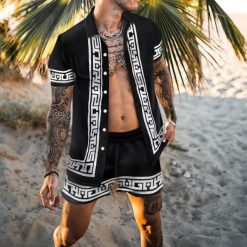 Men s Sets Short Sleeve Hawaiian Shirt And Shorts Summer Printing Casual Shirt Beach Two Piece 2.jpg 640x640 2