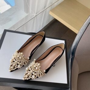 New Crown Pearl Flats Women Wedding Shoes Pointed Toe Female Dress Moccasins Low Pearl Heel Ladies 1.jpg 640x640 1