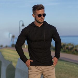 New Fashion Winter Hooded Sweater Men Warm Turtleneck Mens Sweaters Slim Fit Pullover Men Classic Sweter 2