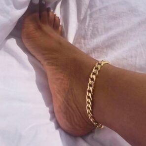 New Stainless Steel Gold Color Curb Cuban Chain Anklets For Women Beach Foot Jewelry Leg Chain