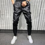 New Winter Thick Warm PU Leather Pants Men