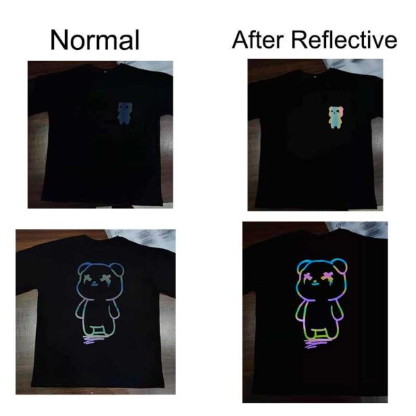 Oversize t shirts Cartoon Bear Print Reflective Rainbow T Shirts Harajuku Streetwear Top Tees Cotton Casual 5