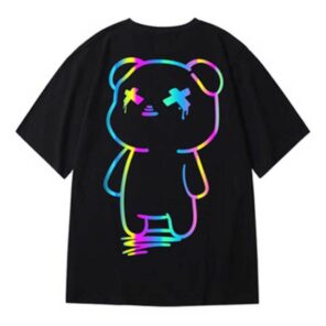 Oversize t shirts Cartoon Bear Print Reflective Rainbow T Shirts Harajuku Streetwear Top Tees Cotton Casual.jpg 640x640