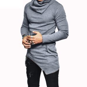 Plus Size 5XL Men s Hoodies Unbalance Hem Pocket Long Sleeve Sweatshirt For Men Clothing Autumn