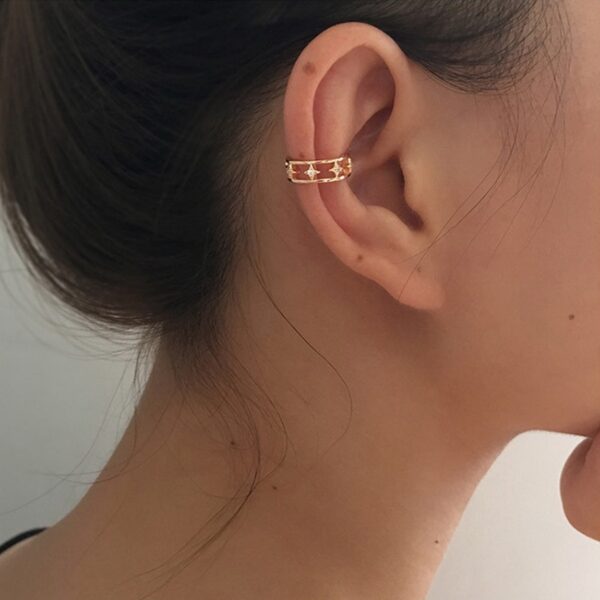 Rock Vintage Star Chain Tassel Clip Earrings For Women Fake Piercing Earbone Ear Cuff Jewelry Gifts 2