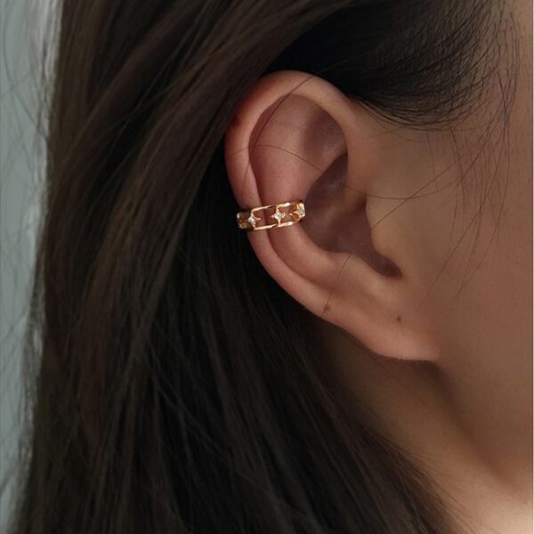 Rock Vintage Star Chain Tassel Clip Earrings For Women Fake Piercing Earbone Ear Cuff Jewelry Gifts 3