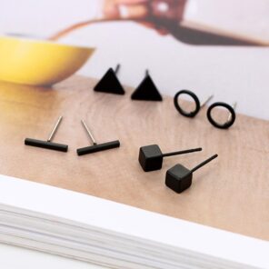 SUMENG 2021 New Arrival Round triangle Shaped Gold Black Colors Geometric Alloy Stud Earring For Women