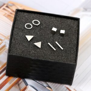 SUMENG 2021 New Arrival Round triangle Shaped Gold Black Colors Geometric Alloy Stud Earring For Women 4