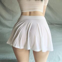 Sexy Upskirt Solid Color Soft Silk Lotus Leaf Pendulum Transparent Nightclub Party Livestream Mini Skirts For