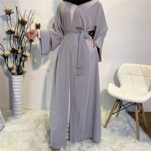 Solid Open Kaftan Dubai Abaya Turkey Kimono Cardigan Robe Muslim Hijab Dress Ramadan Abayas for Women 1