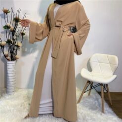 Solid Open Kaftan Dubai Abaya Turkey Kimono Cardigan Robe Muslim Hijab Dress Ramadan Abayas for Women 2.jpg 640x640 2