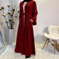Solid Open Kaftan Dubai Abaya Turkey Kimono Cardigan Robe Muslim Hijab Dress Ramadan Abayas for Women 5.jpg 640x640 5
