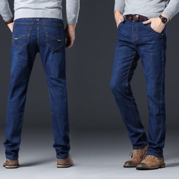 Spring Autumn 2021 Men s Smart Elastic Jeans Business Fashion Straight Regular Stretch Denim Trousers Men 3