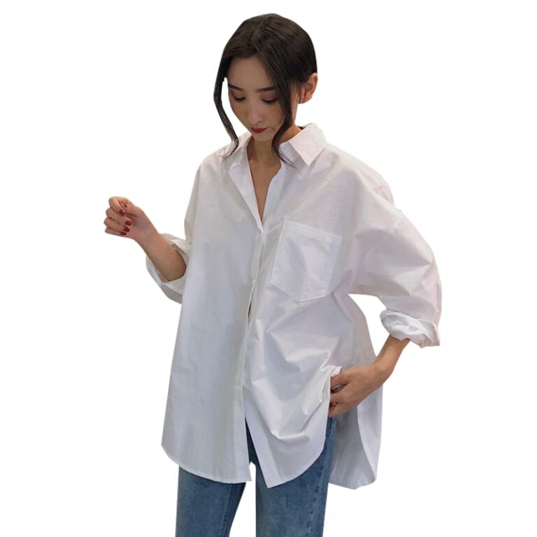 Spring Autumn Women Shirts Plus Size Cotton White Blouse Femme Long Sleeve Loose Oversized Blouses Tops 5