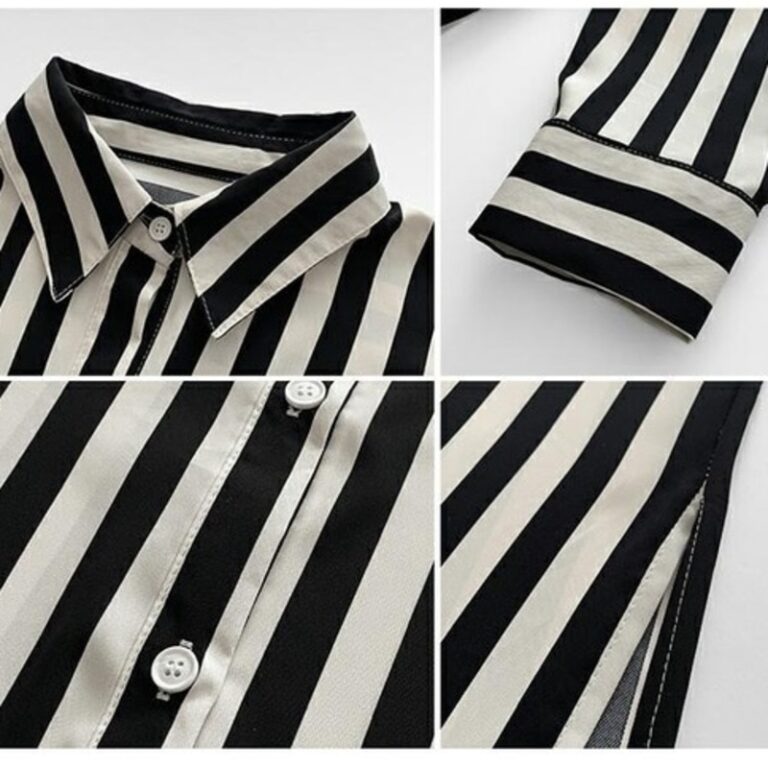 Spring Summer Korean Design Loose Striped Shirt Women s Thin Retro Long Sleeve Chiffon Blouse Button 2