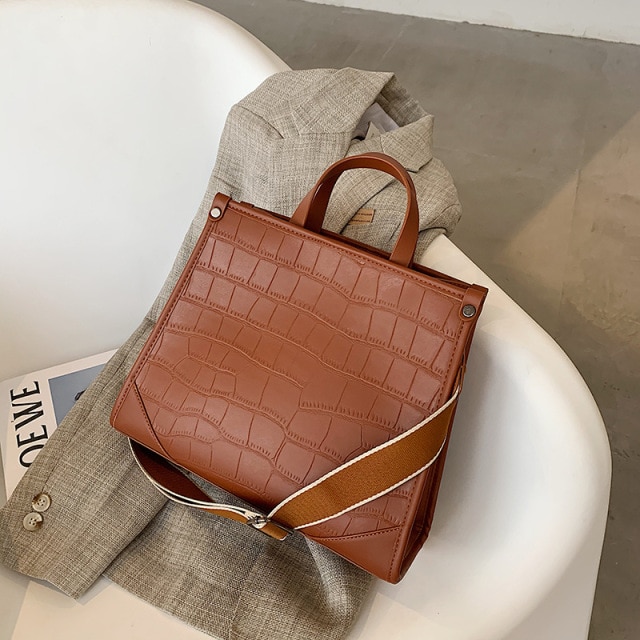 Stone Pattern PU Leather women handbag Large capacity Wide strap female Shoulder Bag 2022 New Brand 1.jpg 640x640 1
