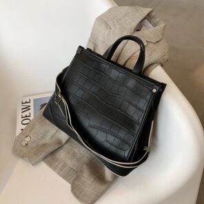 Stone Pattern PU Leather women handbag Large capacity Wide strap female Shoulder Bag 2022 New Brand.jpg 640x640