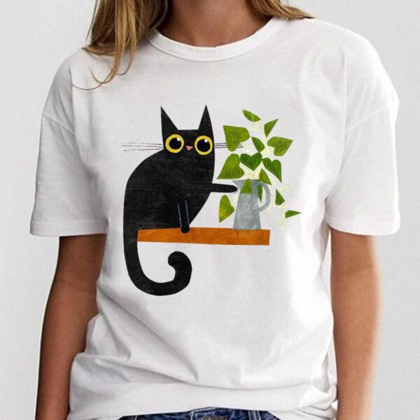 T shirt Women Print Graphic Ladies Clothing Fashion Tee Cat Love Trend New Style Female Cartoon 4
